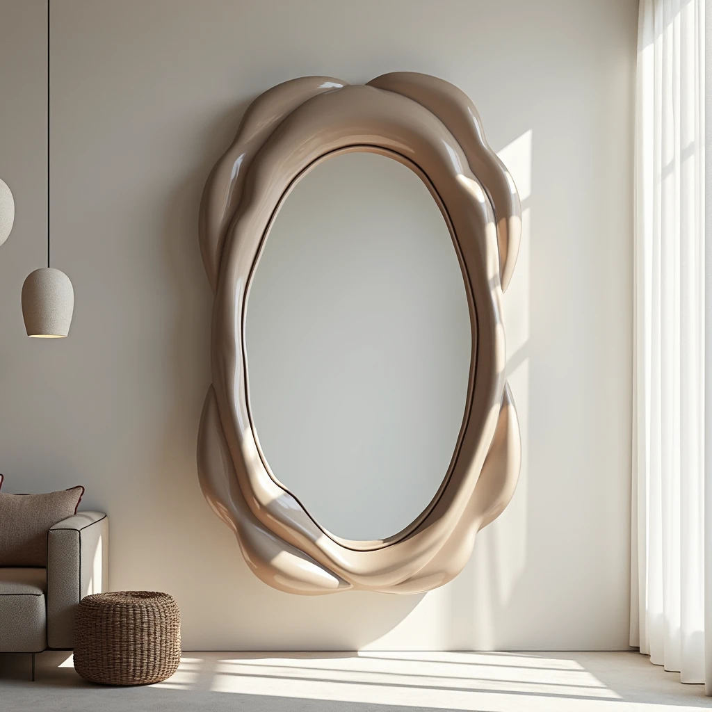 Asymmetrisk designspeil med organiske former