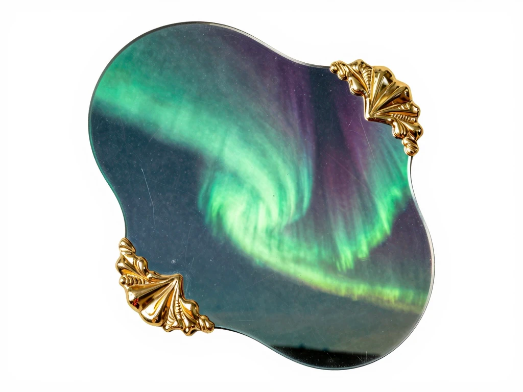 Aurora Asymmetri speil med organiske former og gulldetaljer